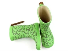 Bisgaard gummistøvle grøn med fredstegn